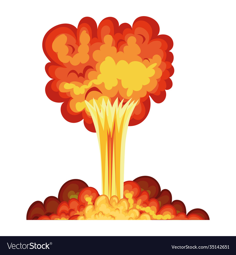 Blast with fire clouds orange color Royalty Free Vector