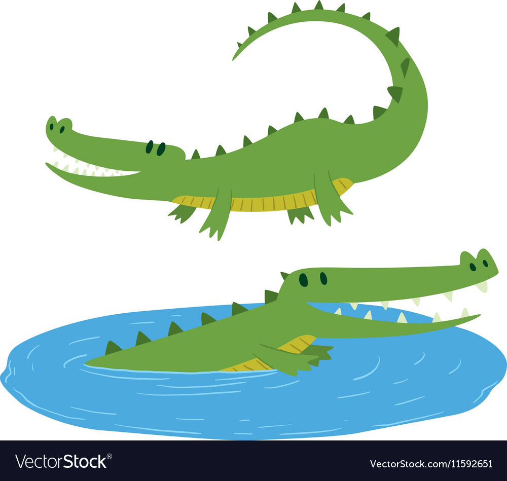 Cute crocodile character Royalty Free Vector Image