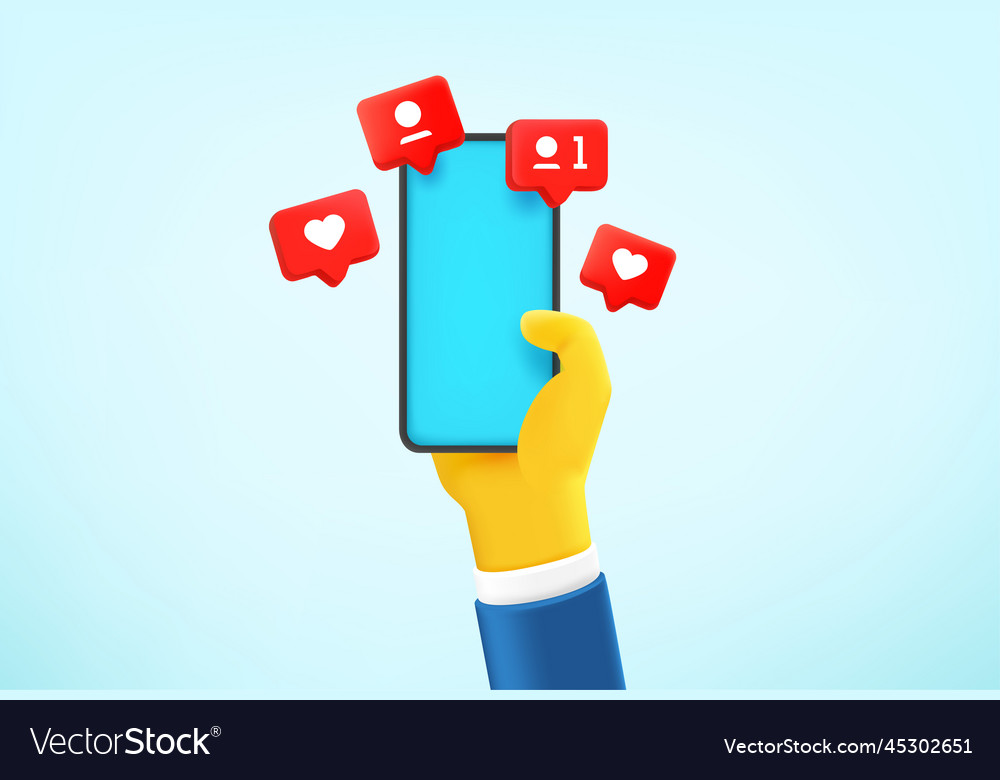 Man holding smartphone with social media Vector Image