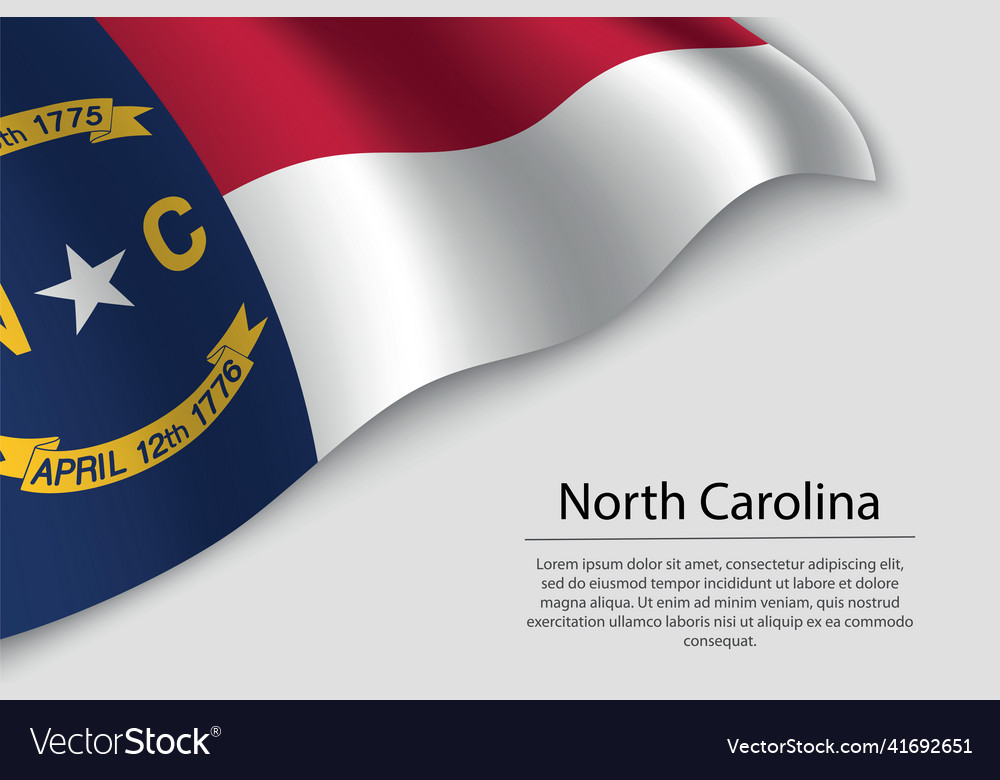 Wave flag of north carolina is a state of united vector image Wave flag of north carolina is a state of united