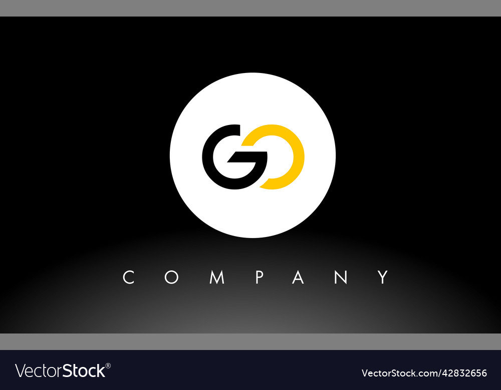 Black and yellow go logo letter design