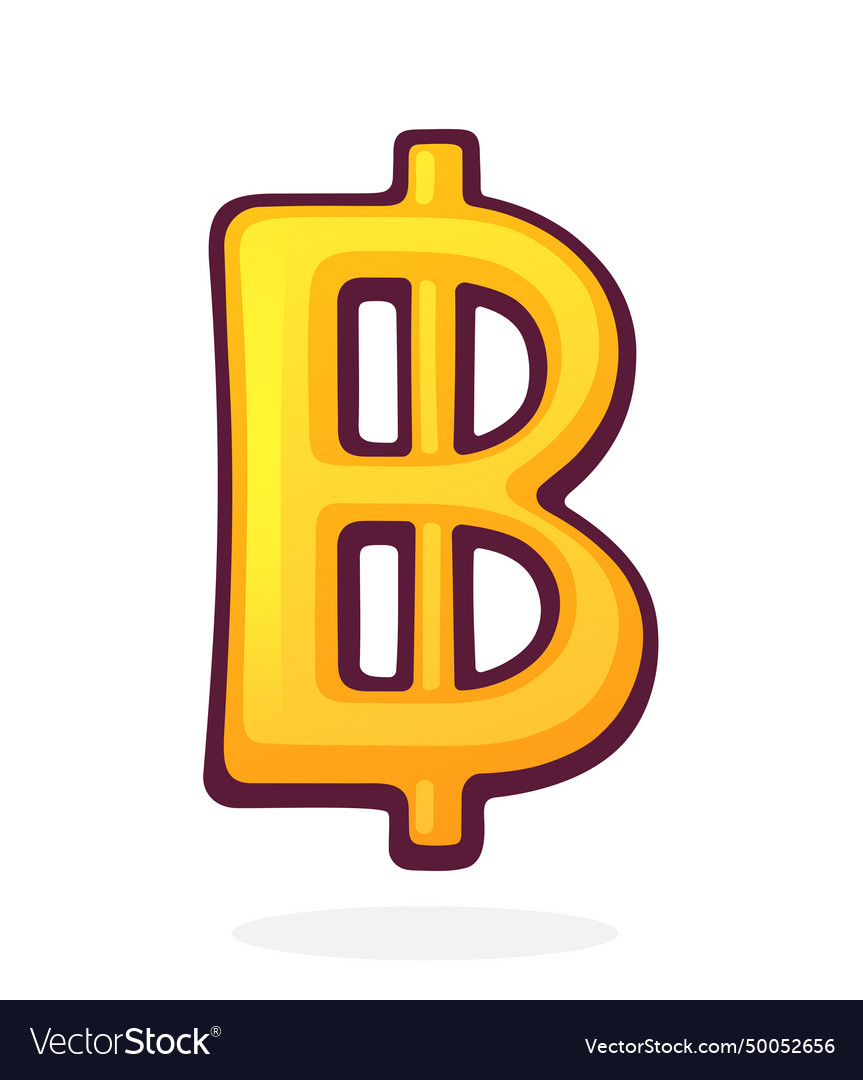 Golden baht sign thai currency symbol Royalty Free Vector