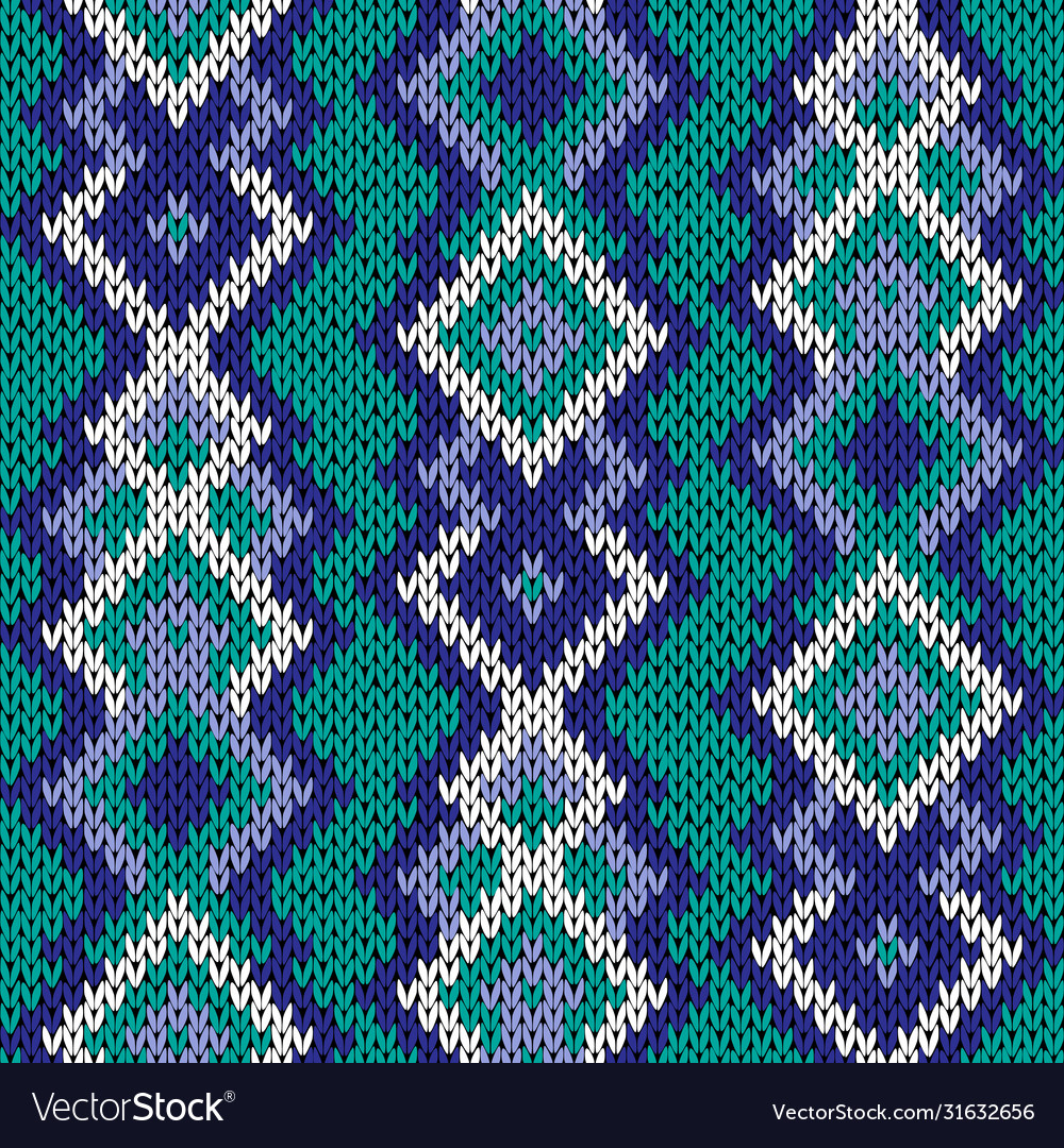 Knitted seamless pattern in turquoise blue Vector Image