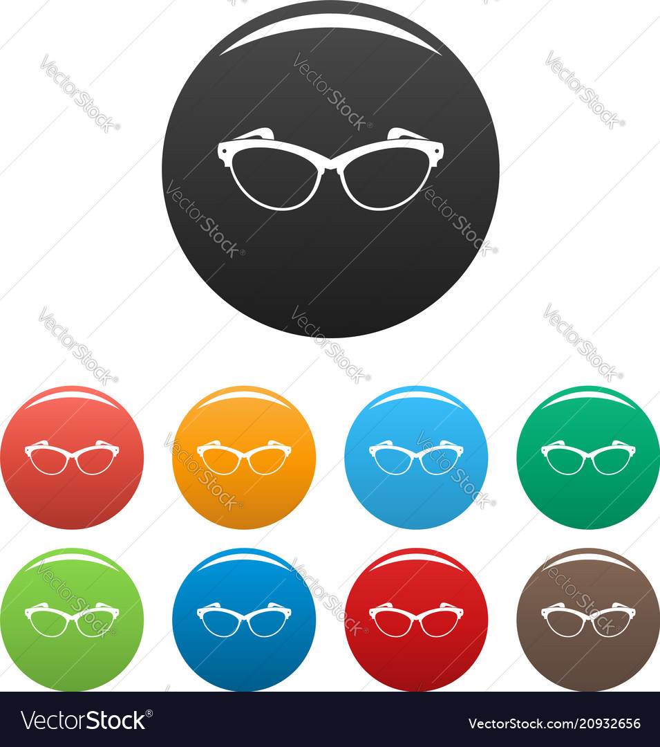 Optical lens icons set color Royalty Free Vector Image