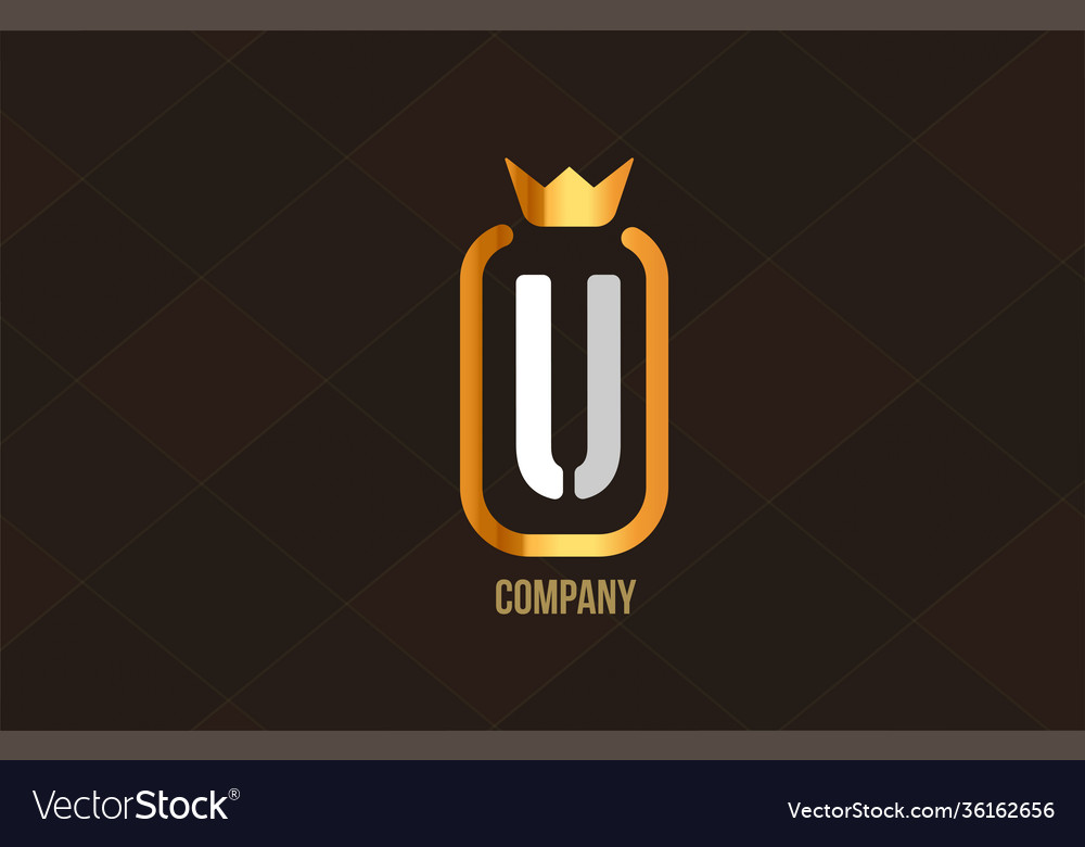 U golden king crown alphabet letter logo Vector Image