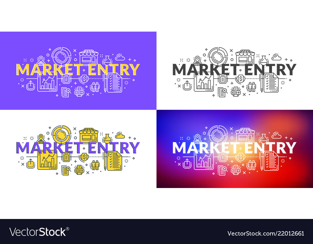 Market entry flat line concept for web banner