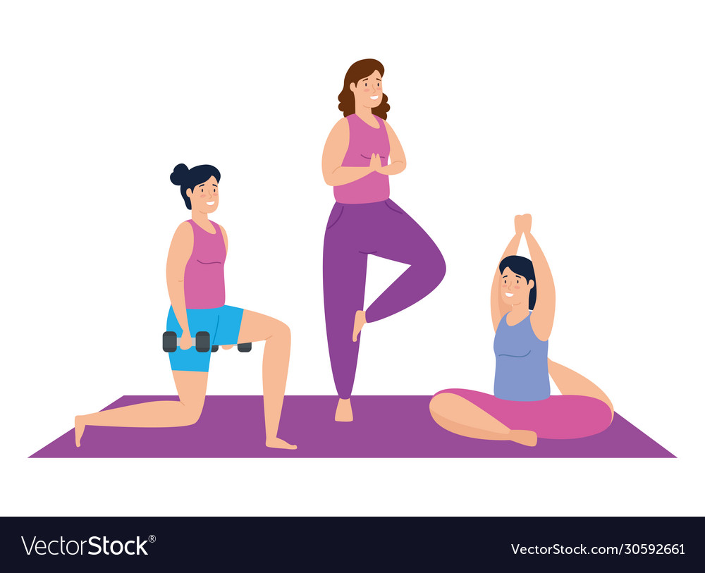 Women practicing exercise isolated icon Royalty Free Vector