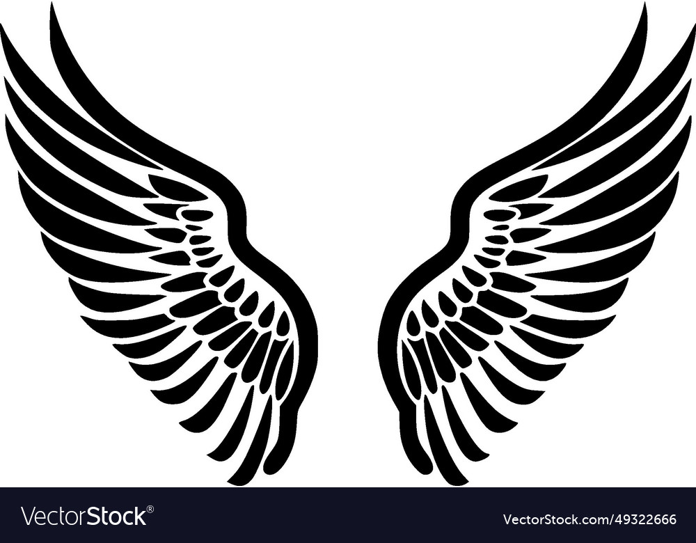 Angel wings - black and white isolated icon