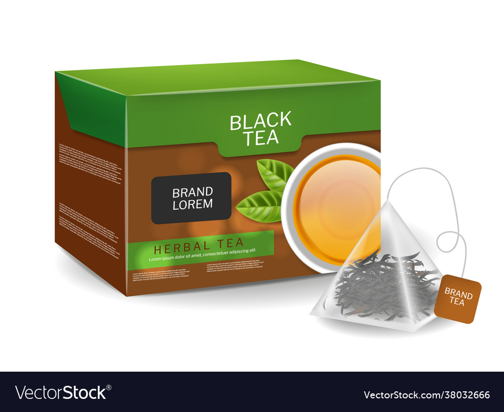 Black tea pack in triangle bags infusion organic