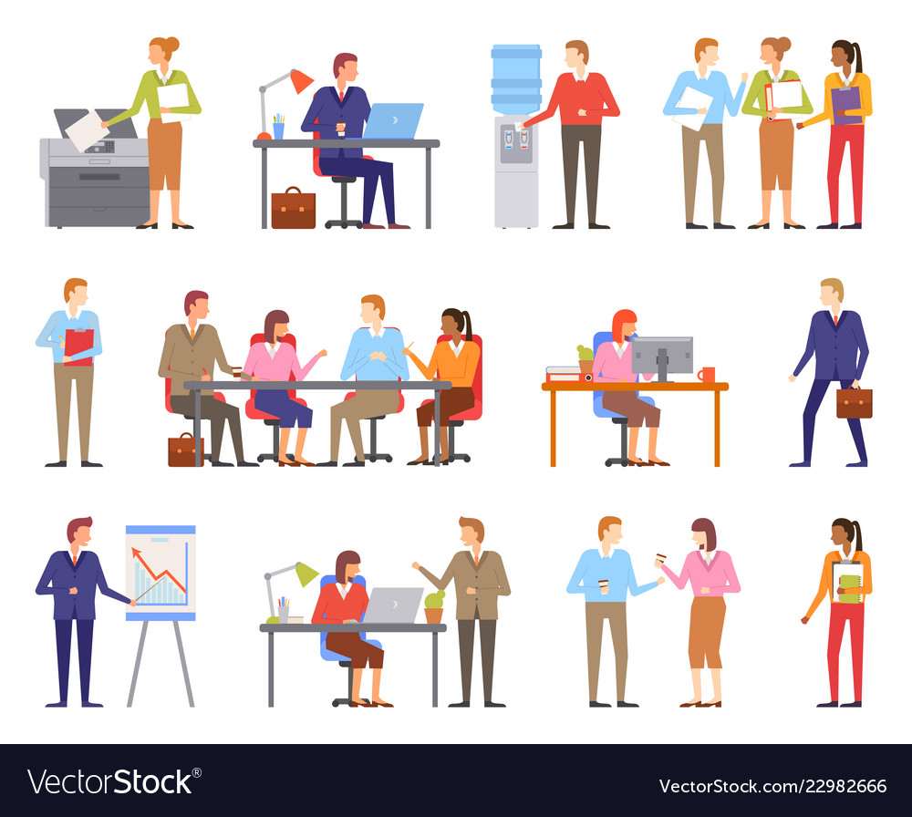 Business people males and females working Vector Image