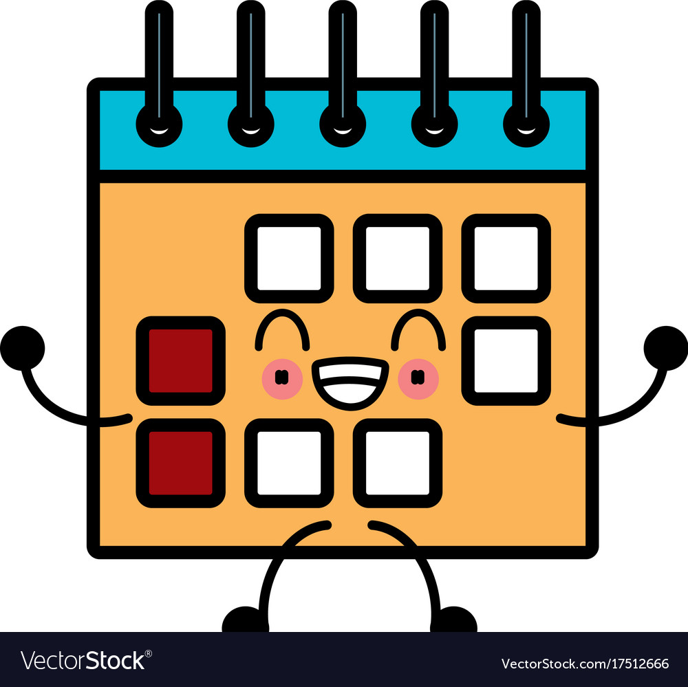 Calendar event symbol cute kawaii cartoon Vector Image