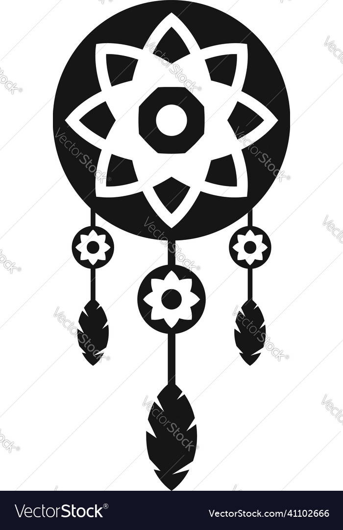 Dream catcher icon of native american with feather, silhouette