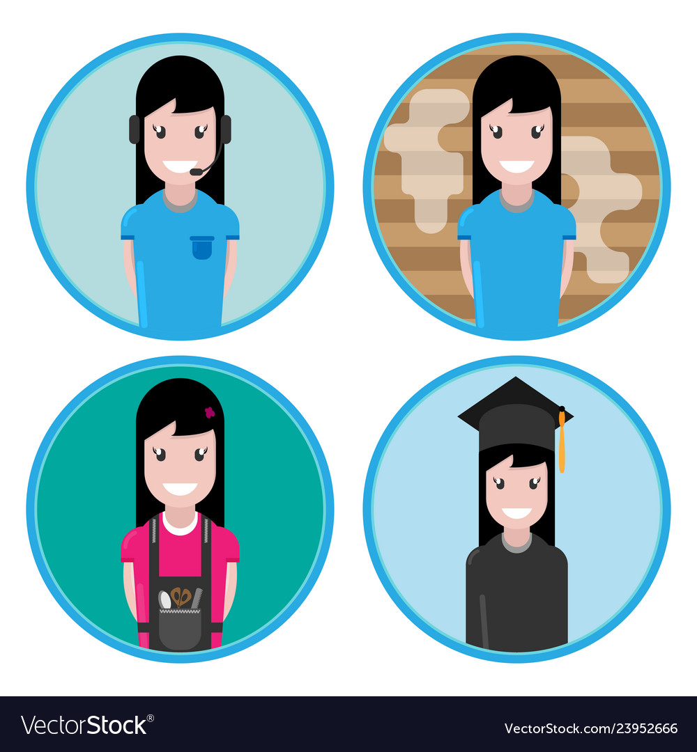 Icon of girls and women different professions