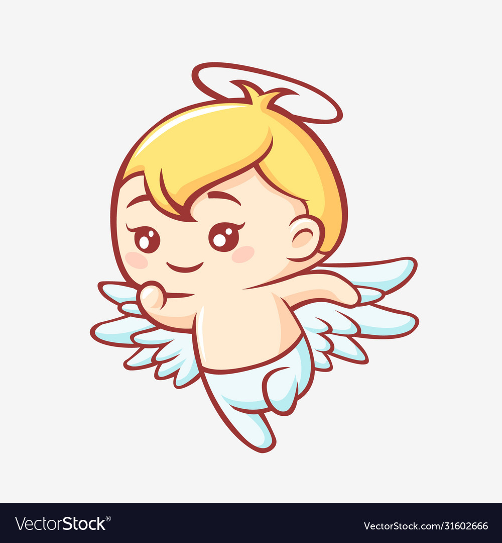 Little angel cartoon kawaii smiling cute angel Vector Image