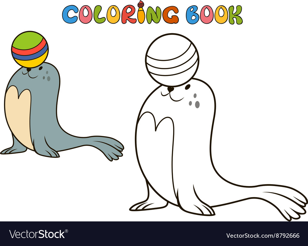 Seal playing with a ball Royalty Free Vector Image