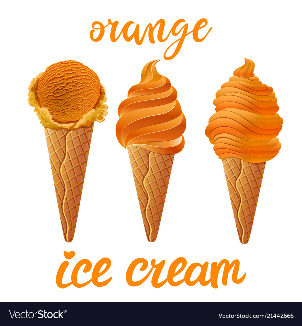 Set of orange ice cream with different shapes Vector Image
