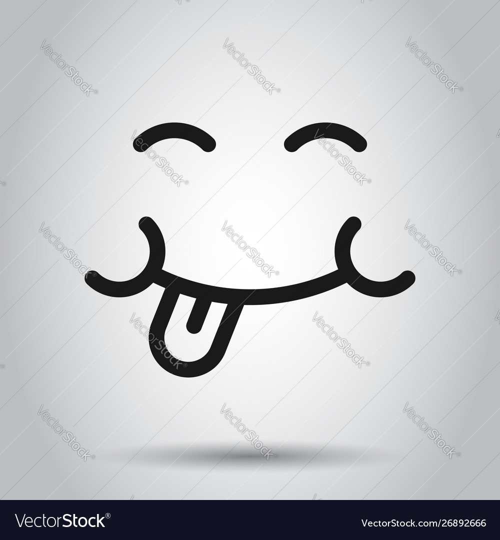 Smile face icon in flat style tongue emoticon Vector Image