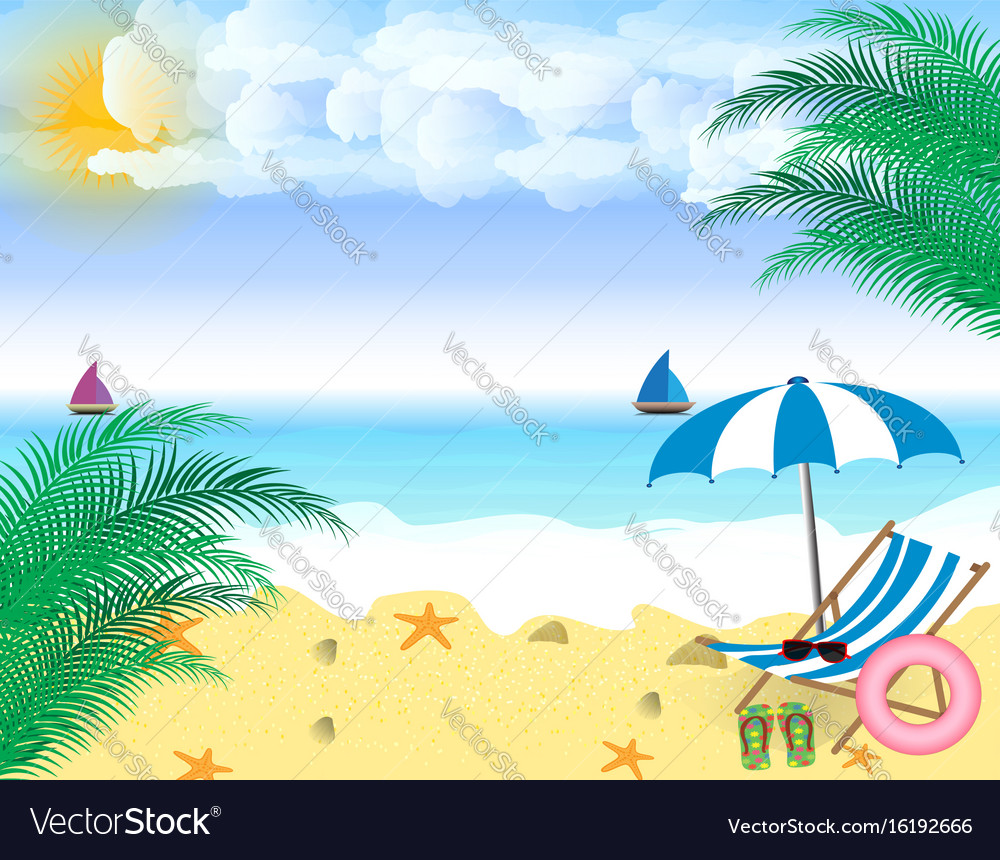 Summer Holidays Beach Seas Chair Vector Image