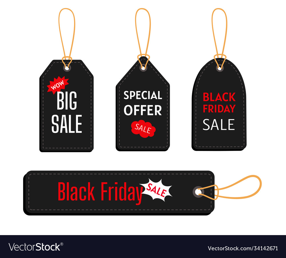 Black Friday Sale Tag Template Set Offer Vector Image