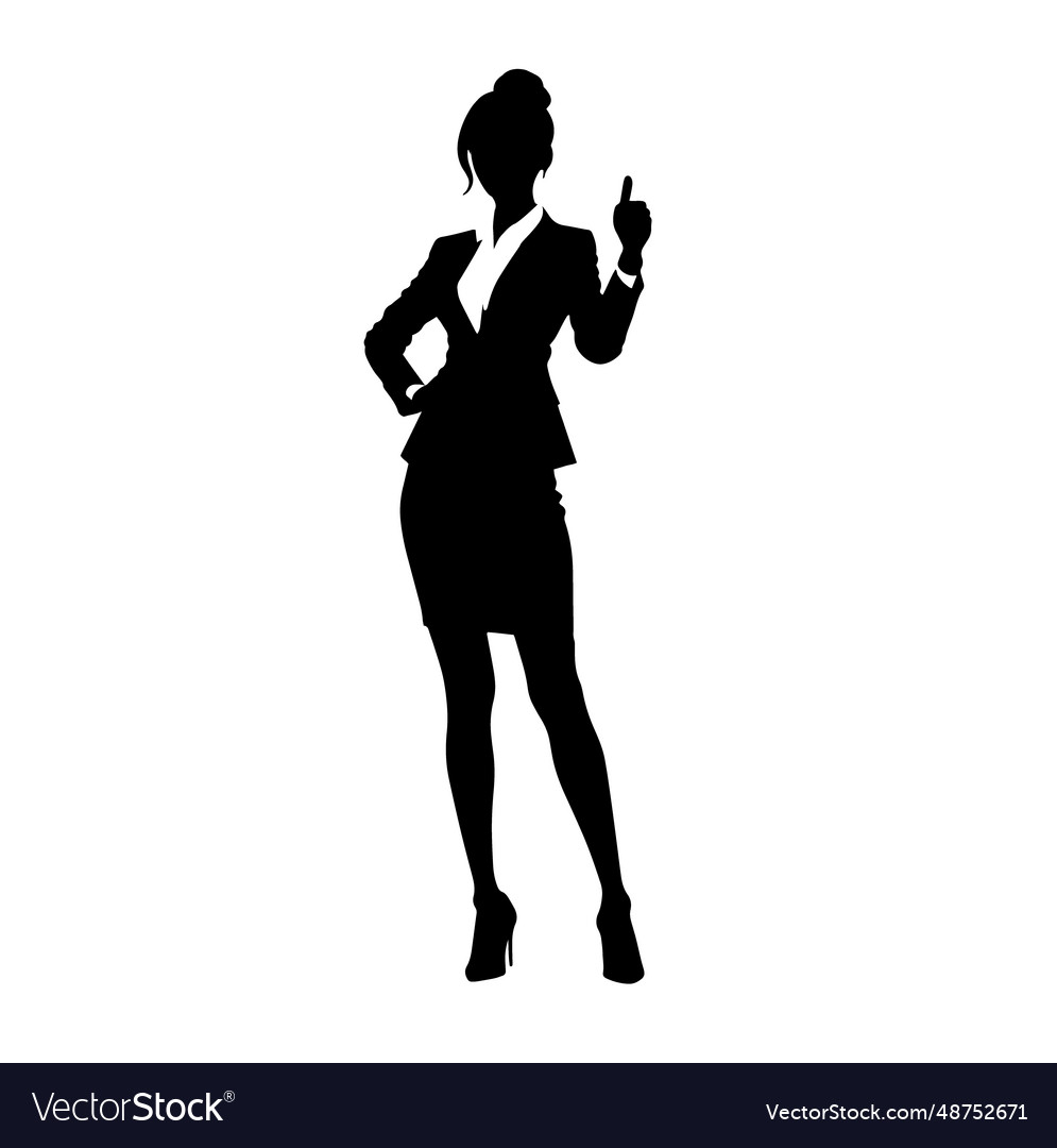 Business woman with thumb up hand silhouette