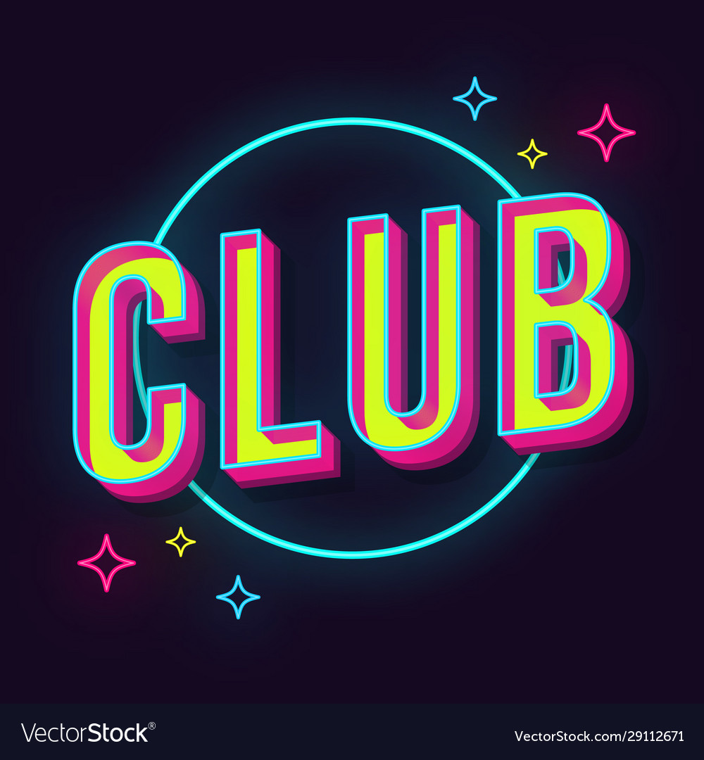 Club vintage 3d lettering Royalty Free Vector Image