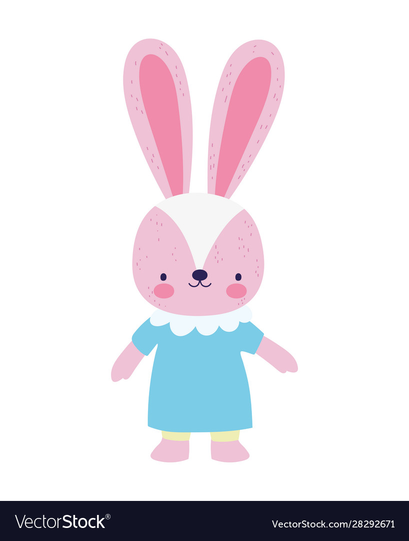 Cute female rabbit with dress cartoon character Vector Image Cute female rabbit with dress cartoon character Vector Image