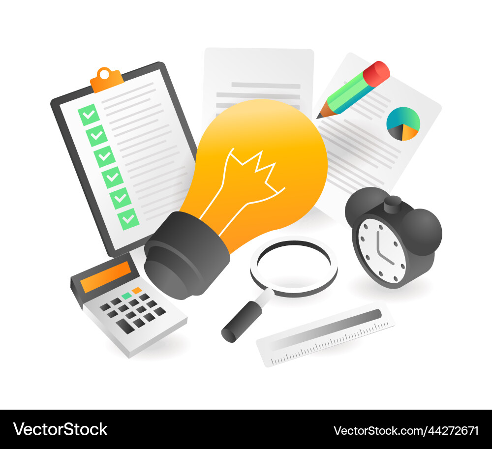Flat isometric concept investment business plan Vector Image