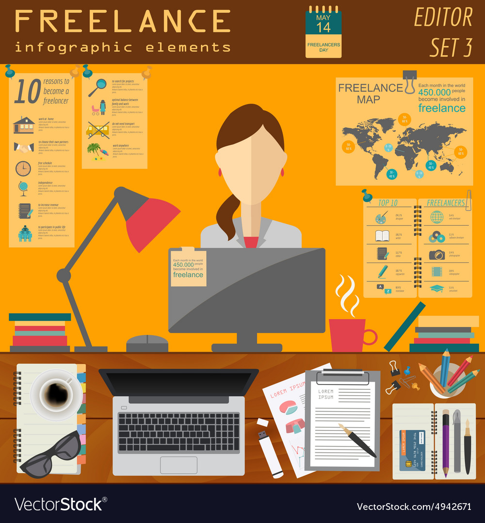 Freelance infographic template set elements