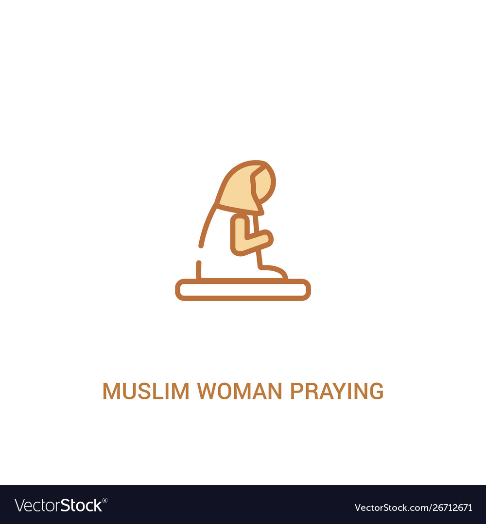 Muslim woman praying concept 2 colored icon