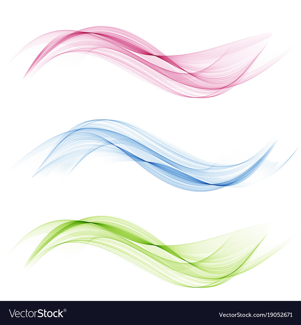 Set abstract wave blue green Royalty Free Vector Image