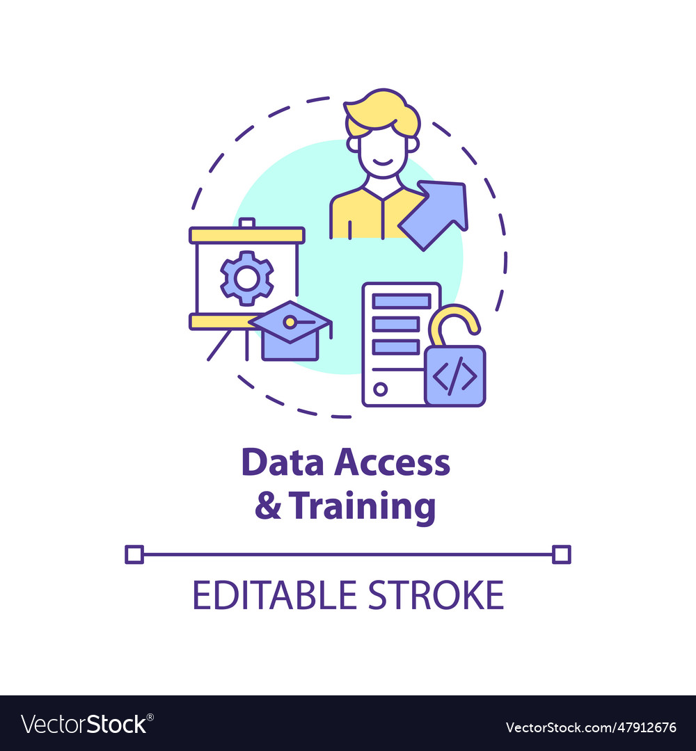 2d data access and training concept linear icon Vector Image