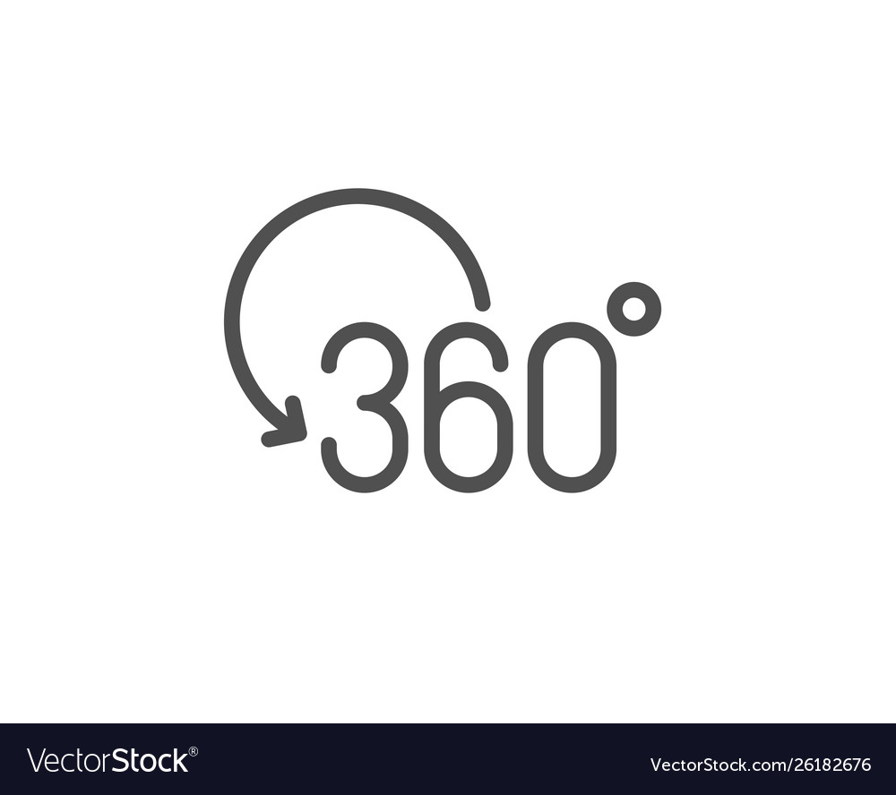 360 degree line icon full rotation sign vr