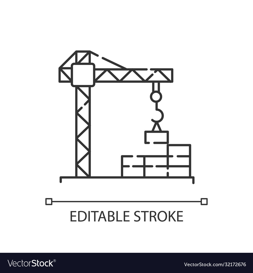 Construction site pixel perfect linear icon Vector Image