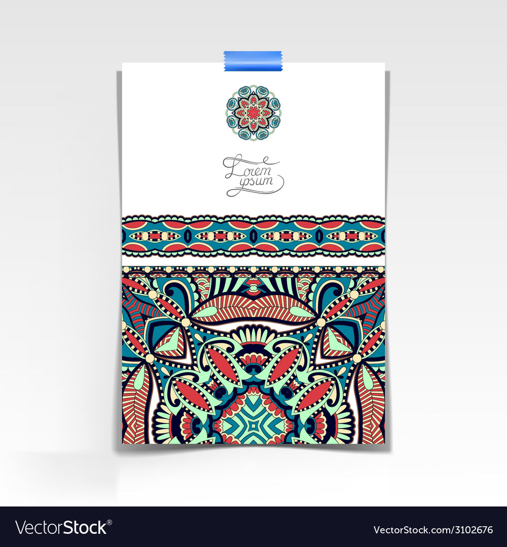 Decorative sheet of paper with oriental floral Vector Image