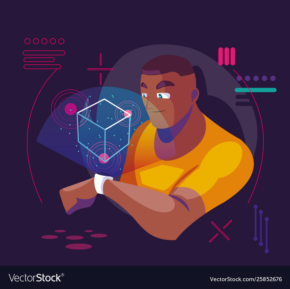 Design man using technology augmented Royalty Free Vector