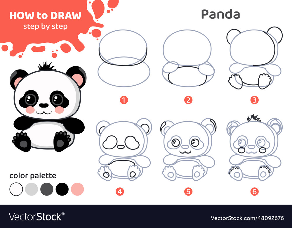 Page shows how to learn draw step cute Royalty Free Vector