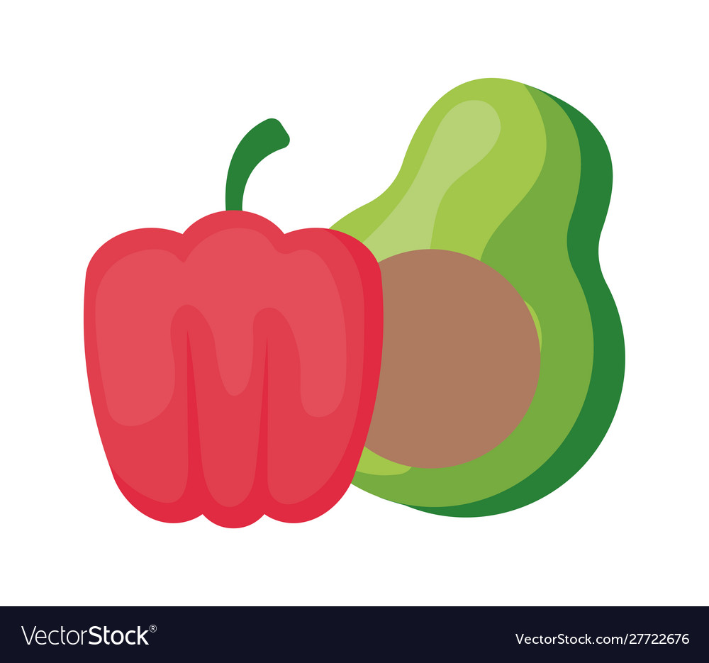 Fresh avocado with pepper isolated icon