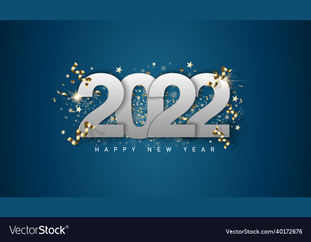 Happy new year 2022 luxurious white numbers Vector Image