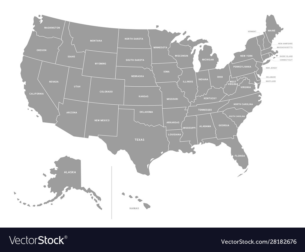 United States America Grey Map Royalty Free Vector Image United States America Grey Map Vector 28182676