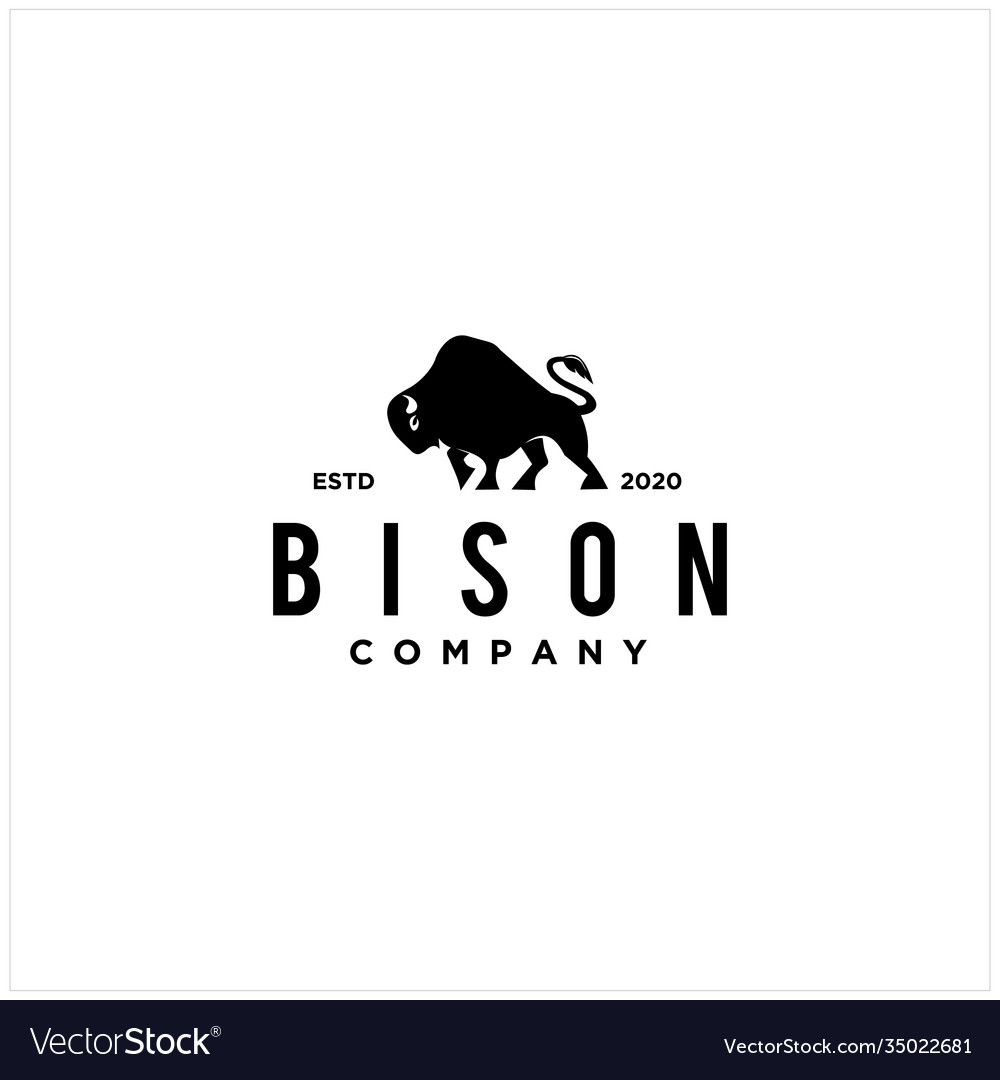 Bison bull buffalo angus silhouette vintage retro Vector Image