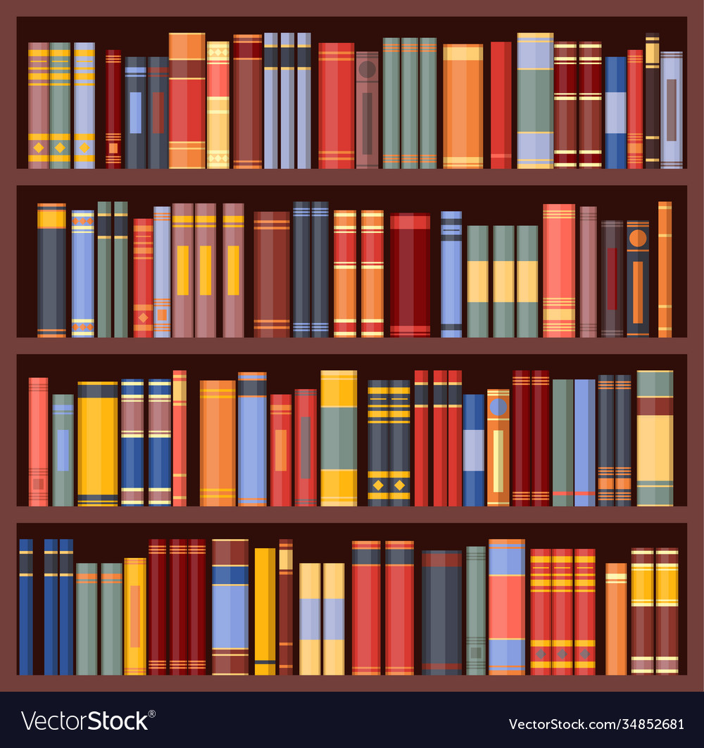 Bookshelf background bookcase with books Vector Image