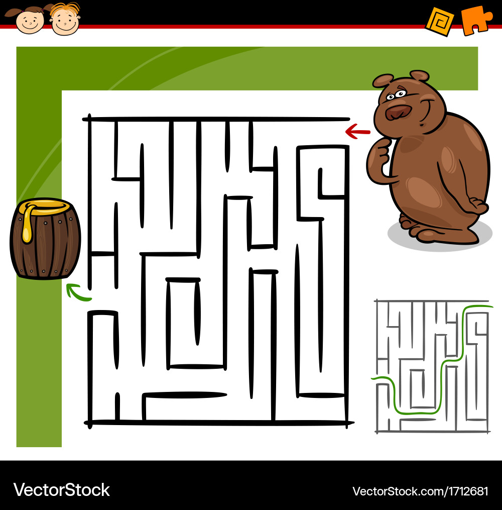 Cartoon maze or labyrinth game Royalty Free Vector Image