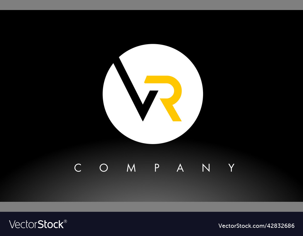 Black and yellow vr logo letter design Royalty Free Vector