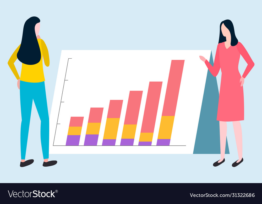 Business report rising graph broker women