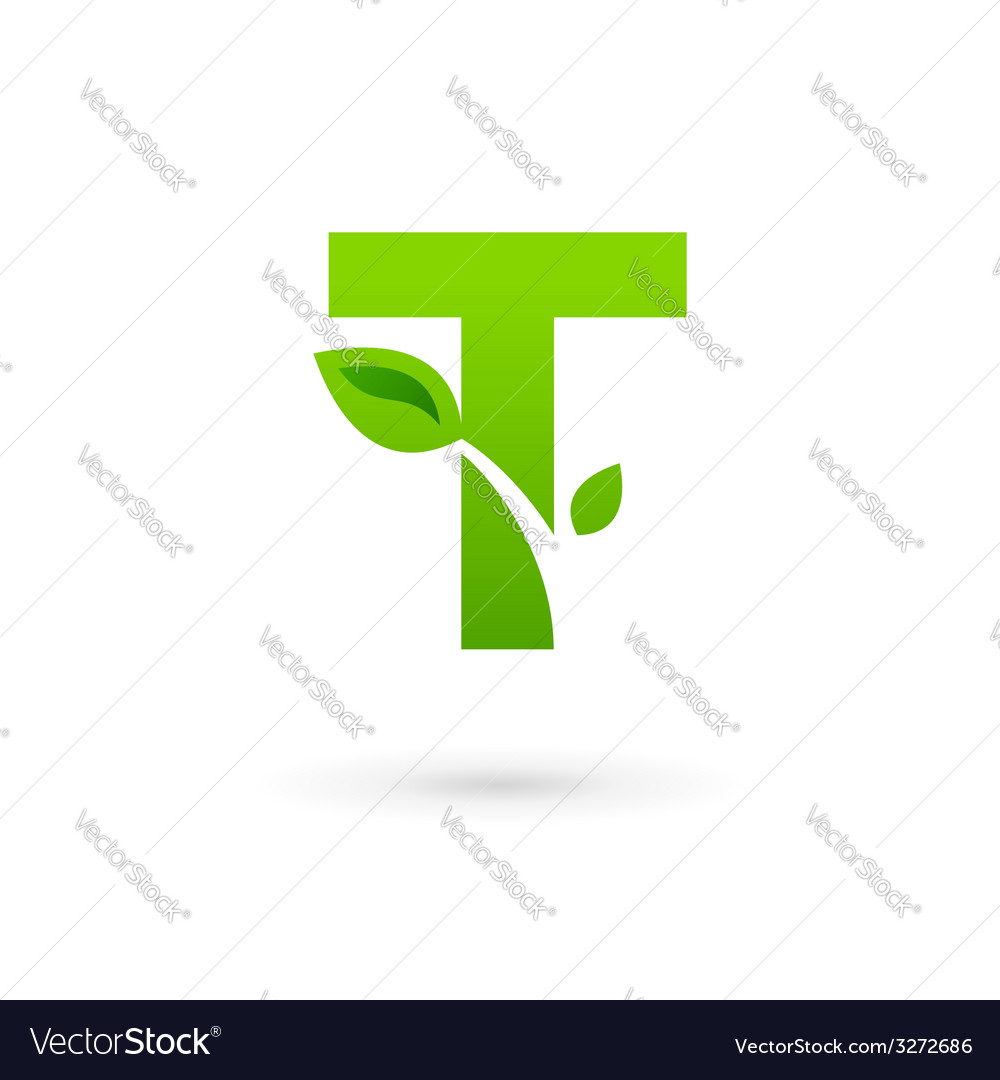 Letter t eco leaves logo icon design template Vector Image