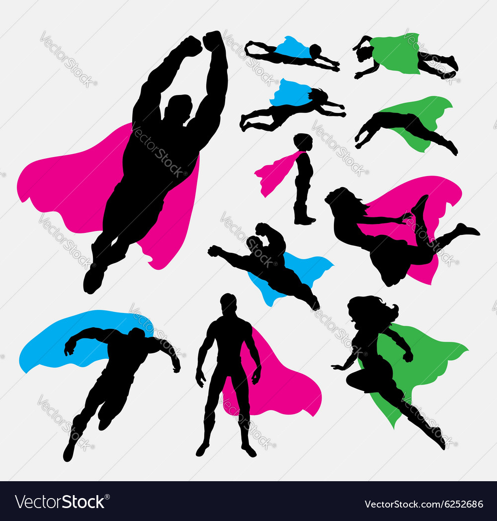 Male And Female Superhero Silhouettes Royalty Free Vector 5309