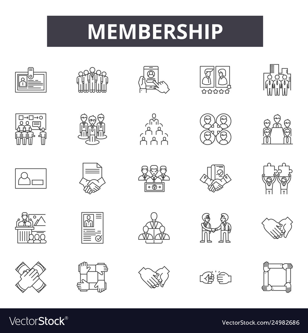 Membership line icons signs set outline