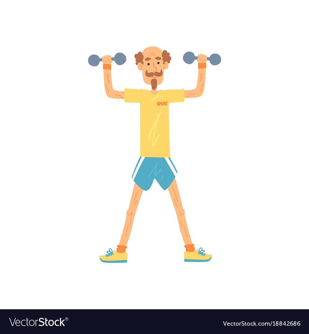 Old man character standing with feet hip-distance Vector Image