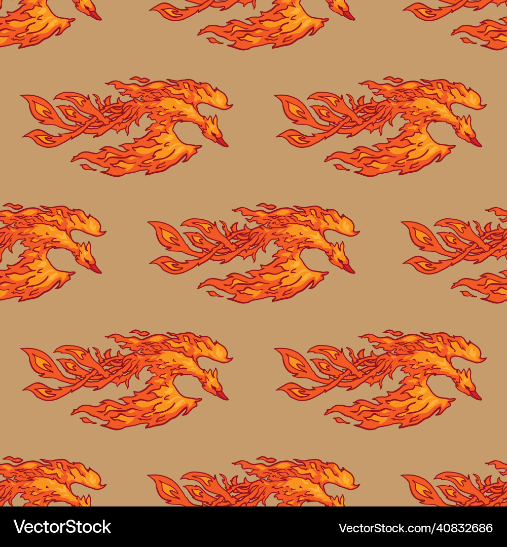 Pheonix Color Pattern Phoenix seamless pattern on sepia background Vector Image