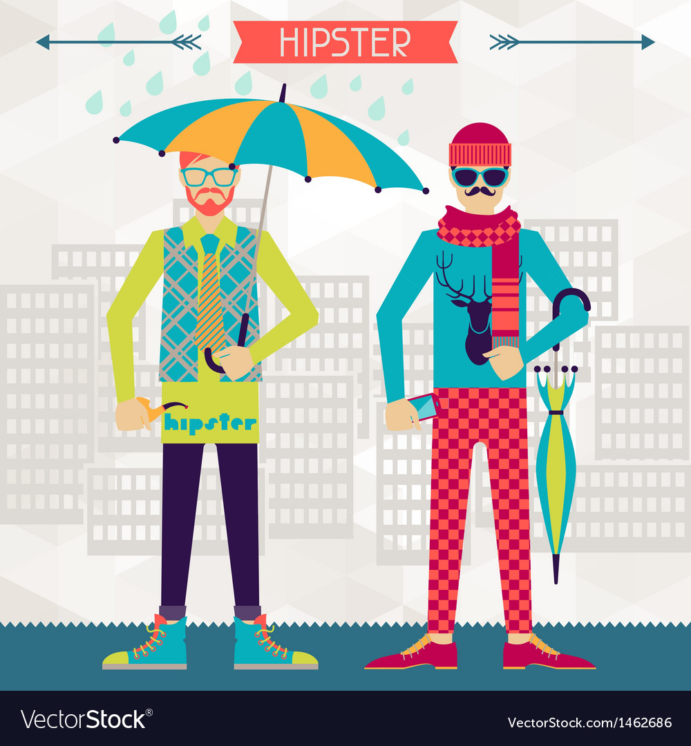 Two hipsters on urban background in retro style